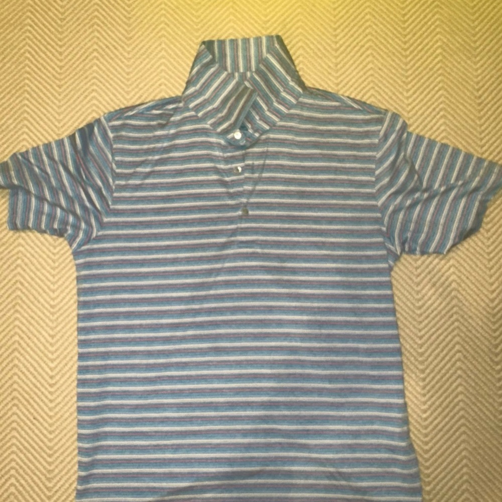 johnnie-O Kids Polo in Blue and White Stripe